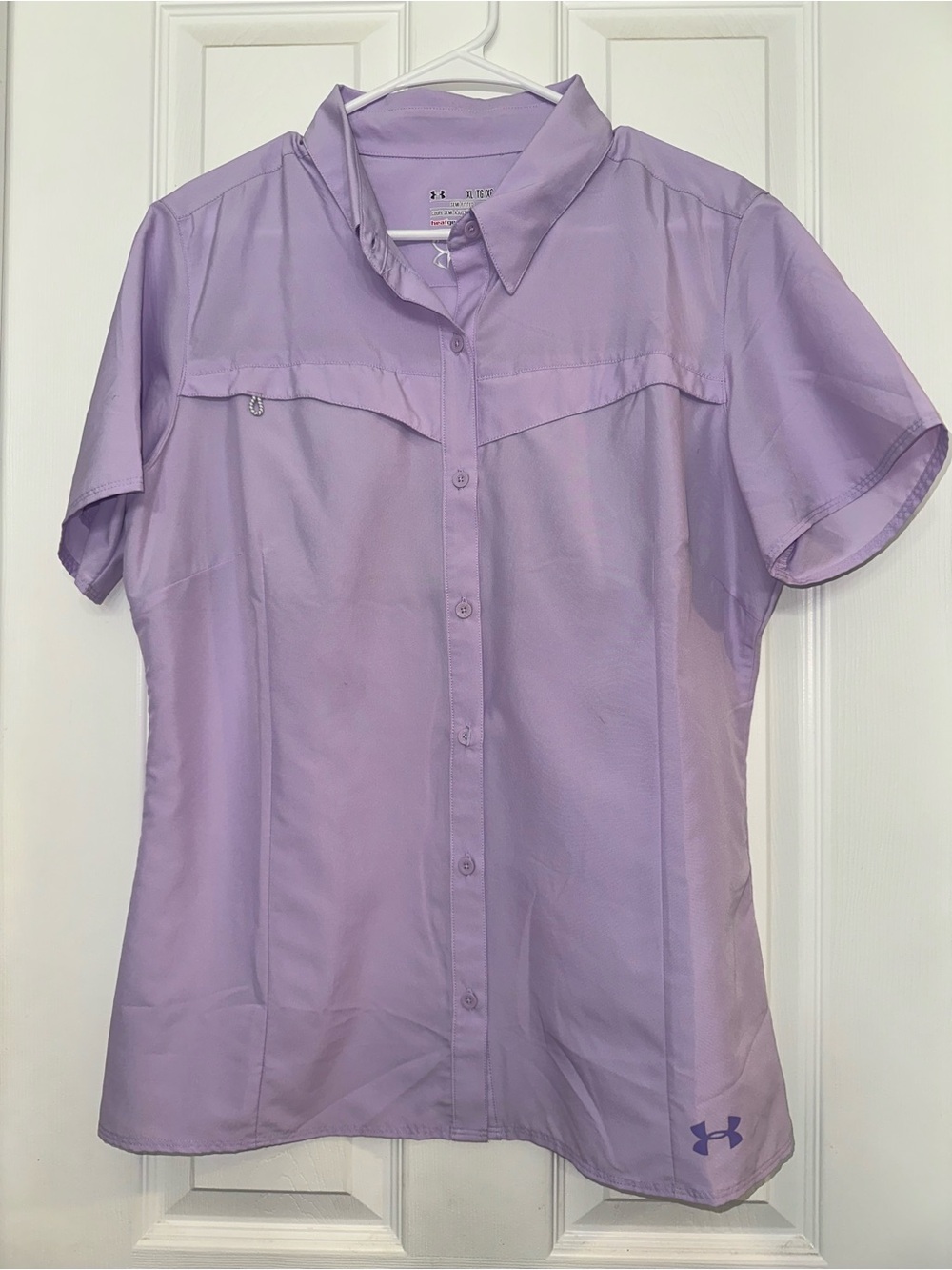 Under Armour Women's Lavender Short-Sleeve Button-Front Performance Shirt